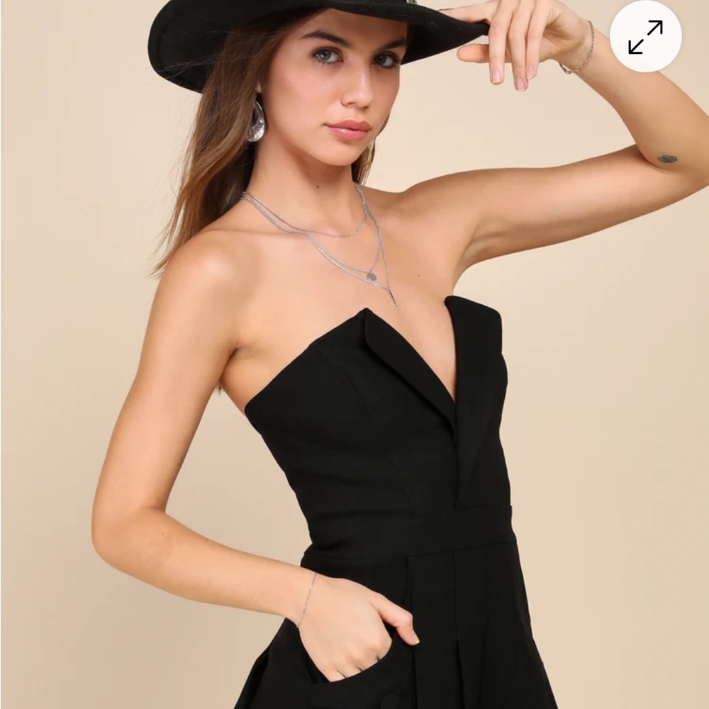 Lulu's Unique Charisma Black Pleated Strapless No… - image 2